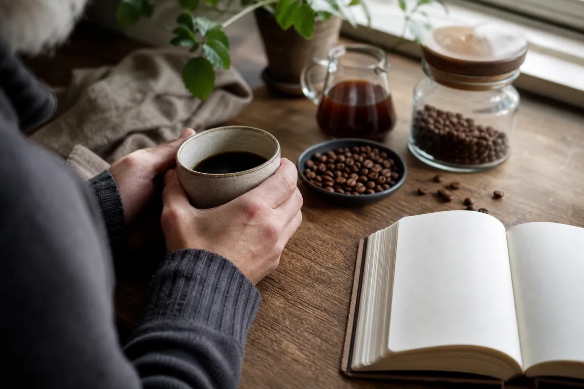 En världskarta med markerade kaffeodlande regioner nära ekvatorn