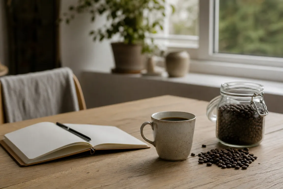 Kaffeplantor på en sluttning med moln i bakgrunden