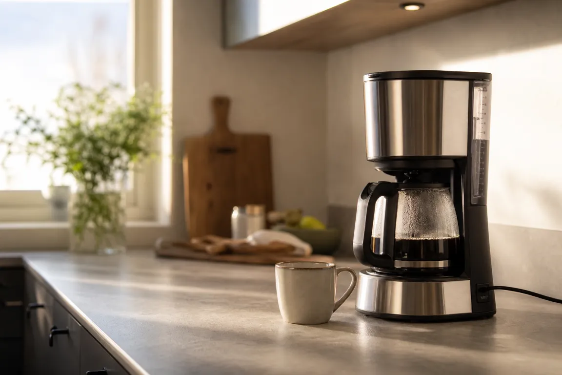 Flera olika typer av kaffemaskiner uppställda för jämförelse